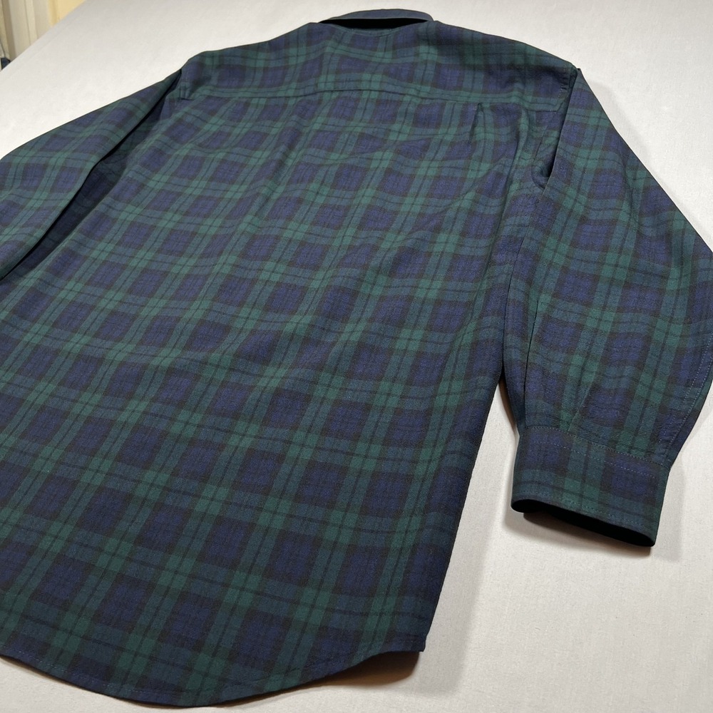 Pendleton Men's M Medium Black Watch Tartan Plaid Button Down Wool Shirt - Picture 13 of 13
